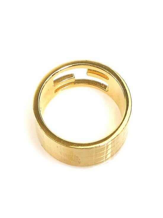 Fendi FF Crystal Embellished Wide Band Gold Ring Small  Fendi Ring Gold